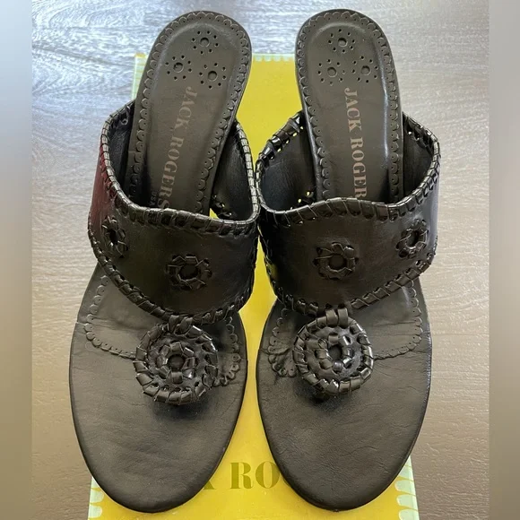 Jack Rogers Maggie Kitten Heel Sandal, black, size 9 - Picture 1 of 7